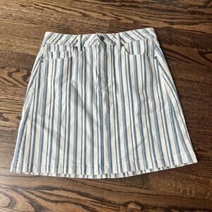 Blue and white striped fisherman's daughter aesthetic denim mini Loft skirt
